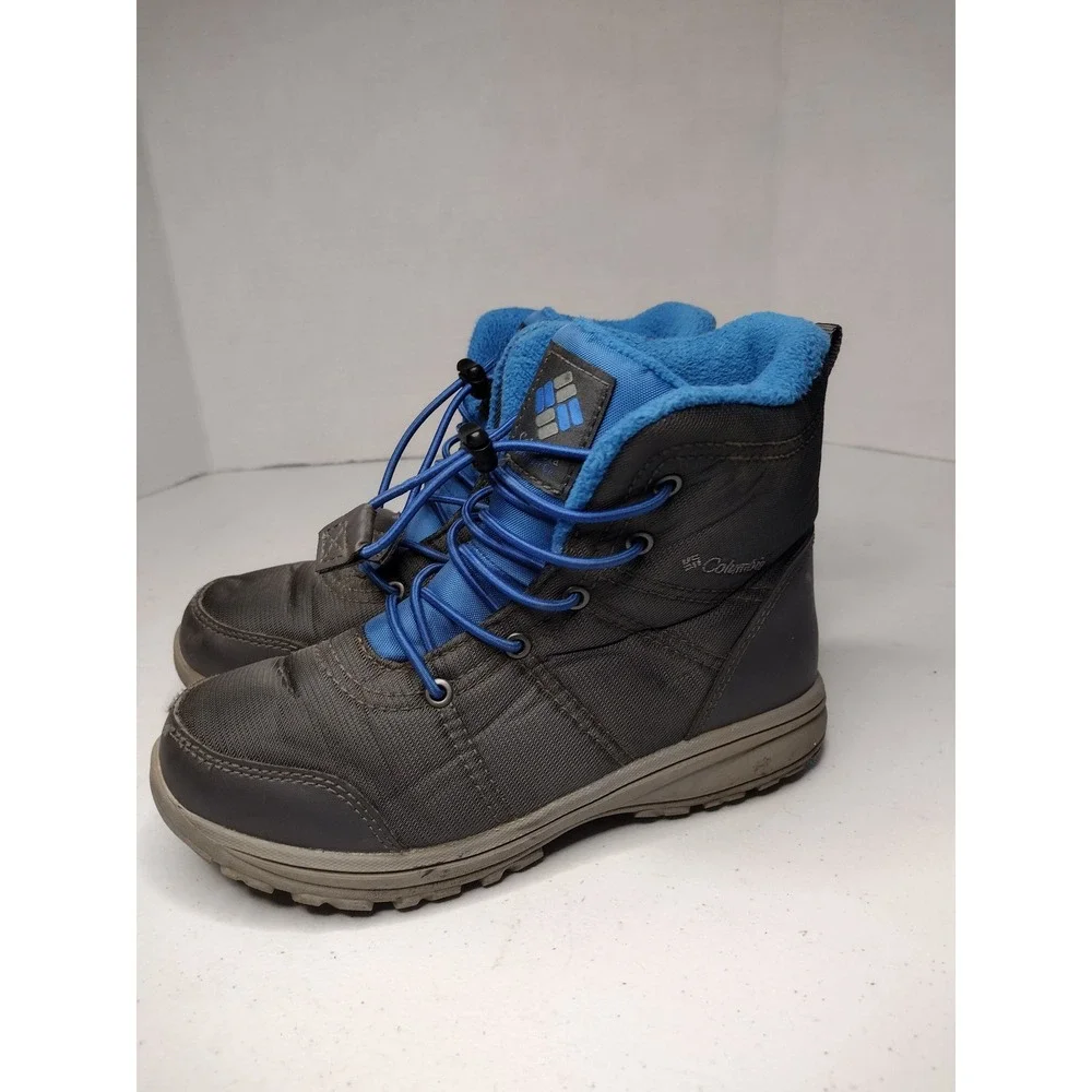 Columbia Kids Waterproof Winter Snow Boots Blue‎ Gray Size 3 Youth